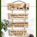 This image shows a Little Dummer Boy decoration. It is a wall hanging with the song lyrics wood burned onto separate boards.  